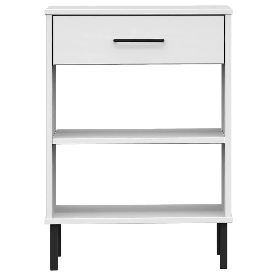 Armoire console avec pieds en métal Blanc Bois pin massif OSLO - 4