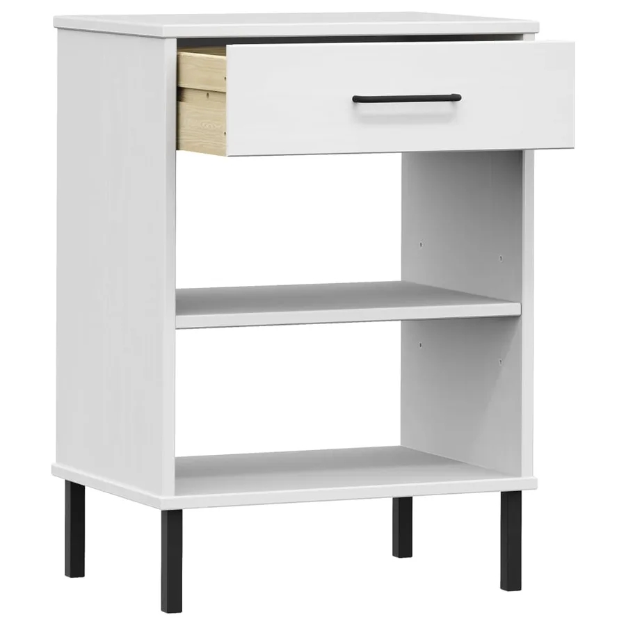 Armoire console avec pieds en métal Blanc Bois pin massif OSLO - 5
