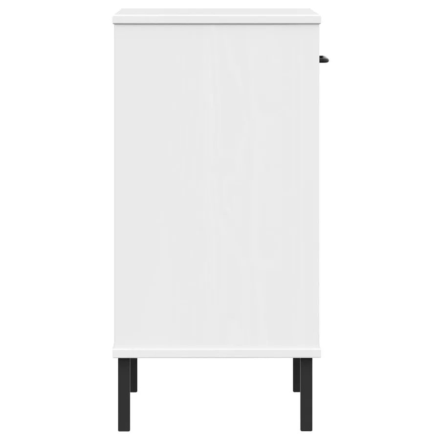Armoire console avec pieds en métal Blanc Bois pin massif OSLO - 6