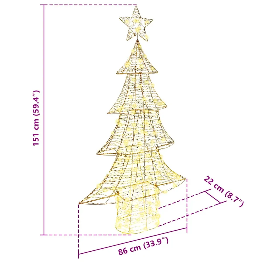 Sapin de Noël avec 160 LED Blanc chaud 151 cm PET - 8