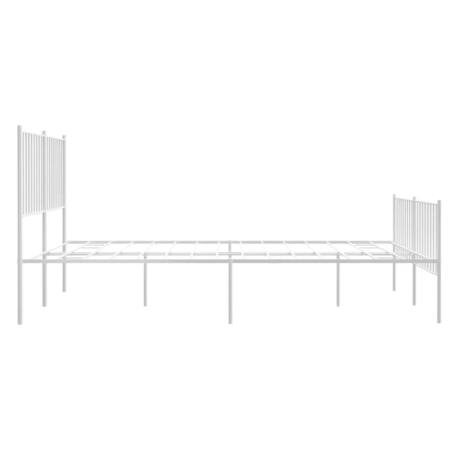 Cadre de lit métal sans matelas et pied de lit blanc 135x190 cm - 8