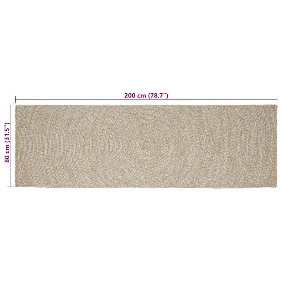 Tapis de surface Naturel et Blanc 80 x 200 cm Jute - 8