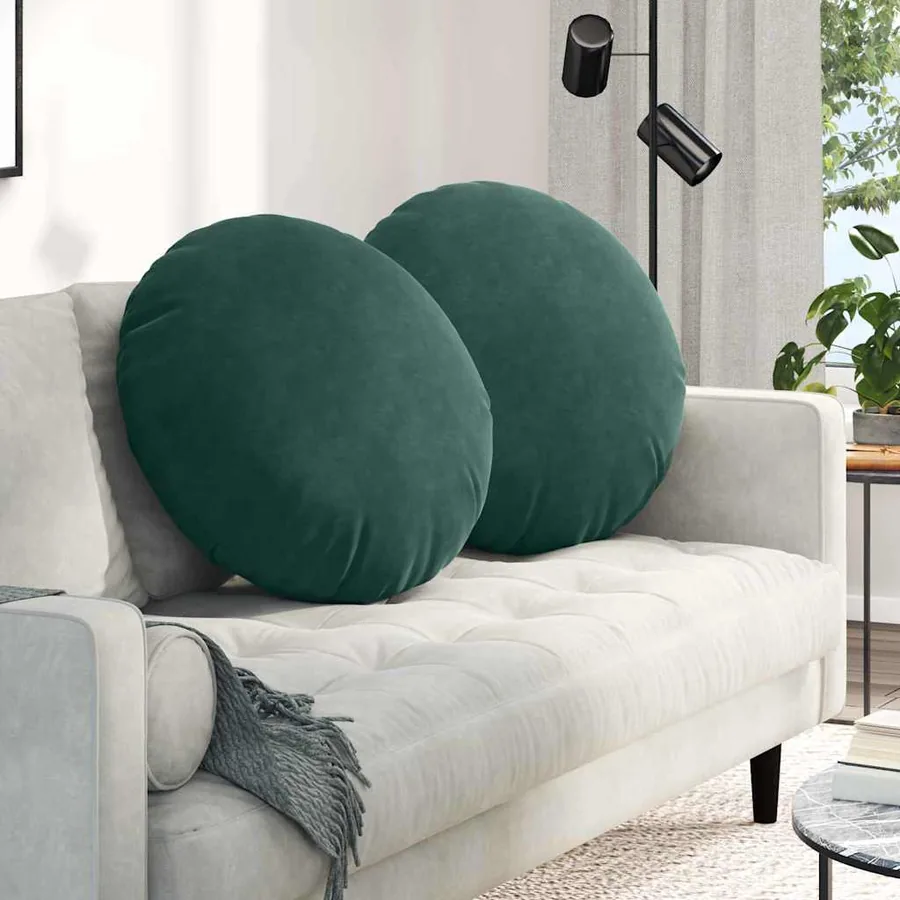 Coussins de siège 2 pcs Vert foncé Ø 80 x 29 cm Velours