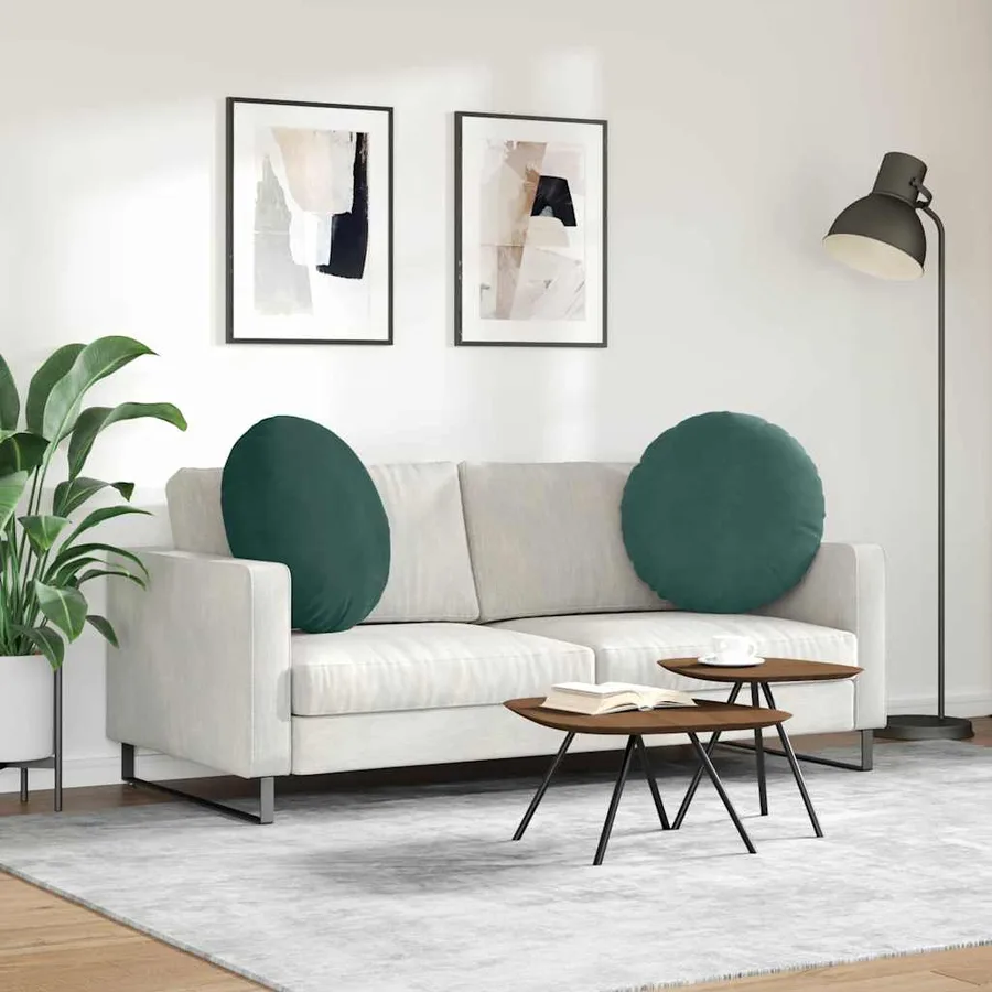 Coussins de siège 2 pcs Vert foncé Ø 80 x 29 cm Velours - 4