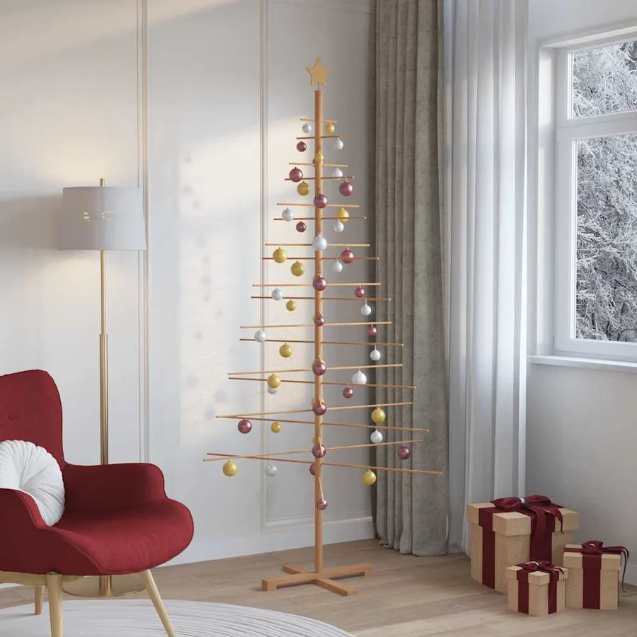 Arbre de Noël en bois avec support Marron 210 cm Bambou - 4