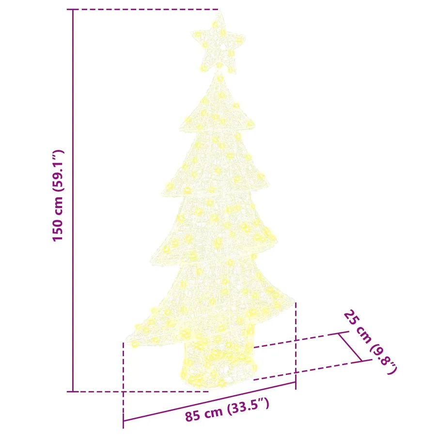 Sapin de Noël avec 160 LED Blanc chaud 150 cm Acrylique - 10