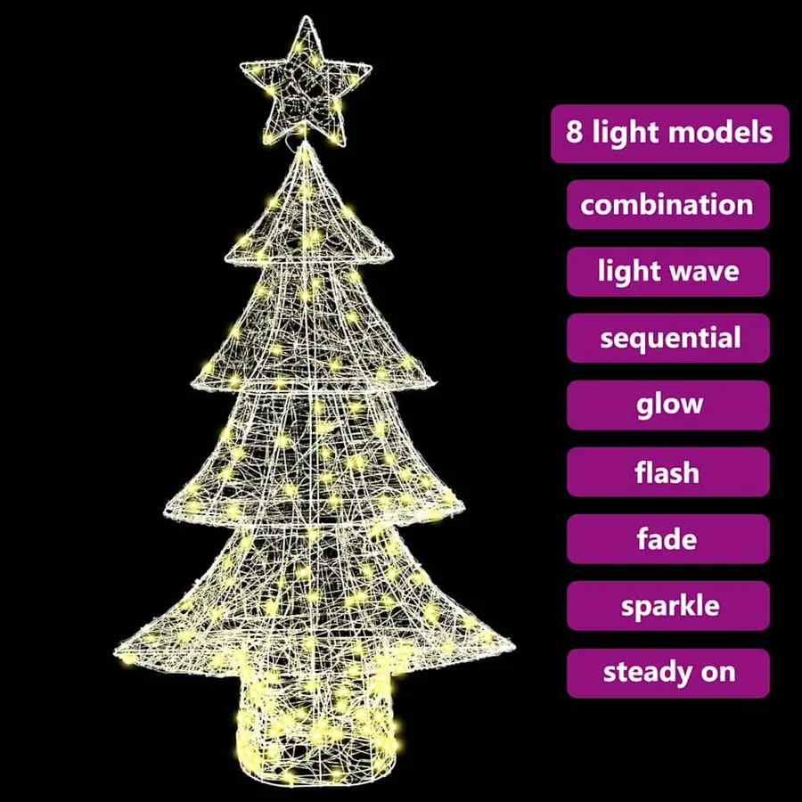 Sapin de Noël avec 160 LED Blanc chaud 150 cm Acrylique - 9