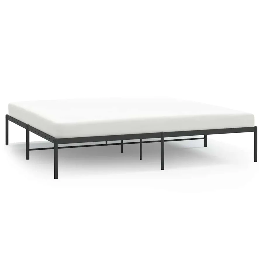 Cadre de lit métal sans matelas noir 193x203 cm - 2