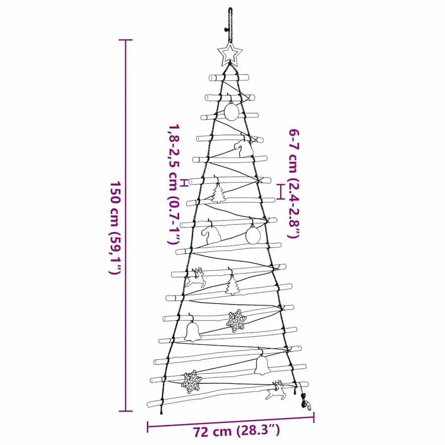 Sapin de Noël avec 80 LED Naturel 150 cm frêne massif - 8
