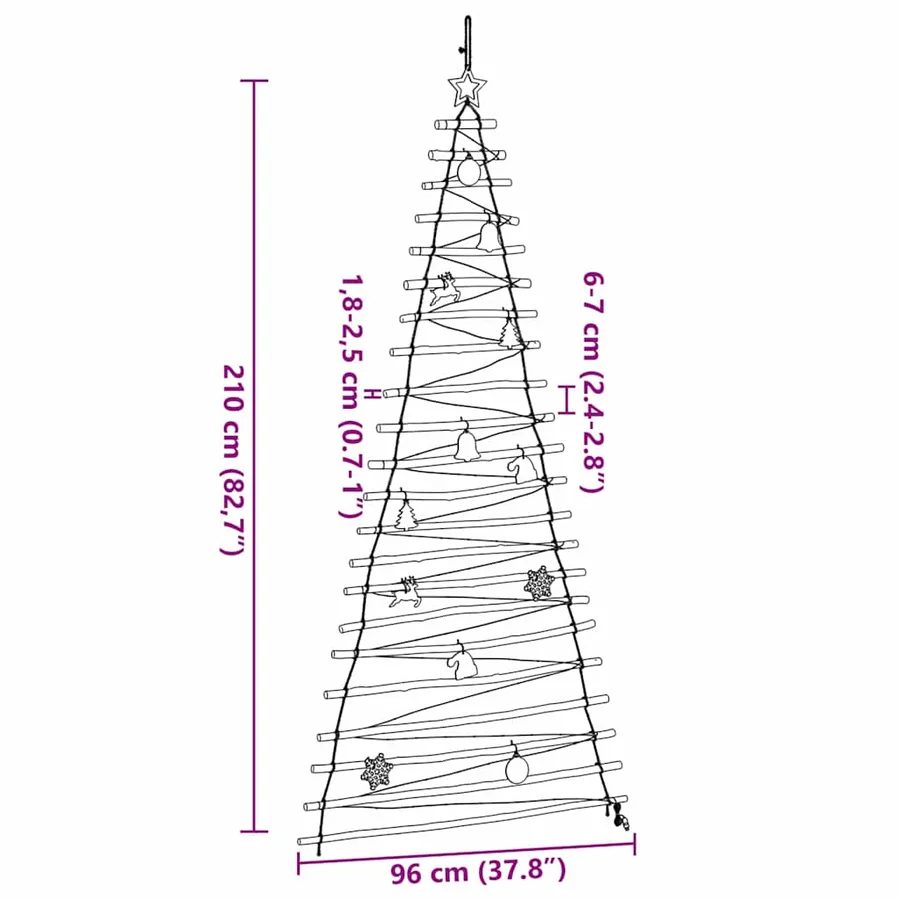 Sapin de Noël avec 130 LED Naturel 210 cm frêne massif - 10