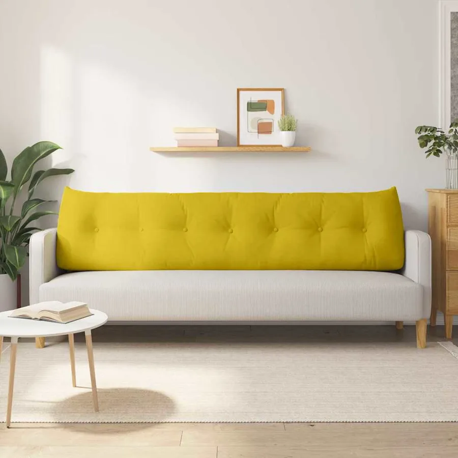 Coussin de Dos Jaune 200 x 24 x 50 cm Velours - 4