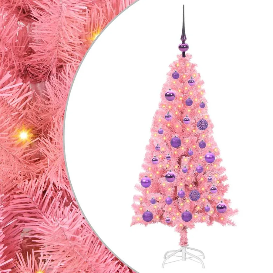 Sapin de Noël avec 150 LED avec support Rose 120 cm PVC - 2