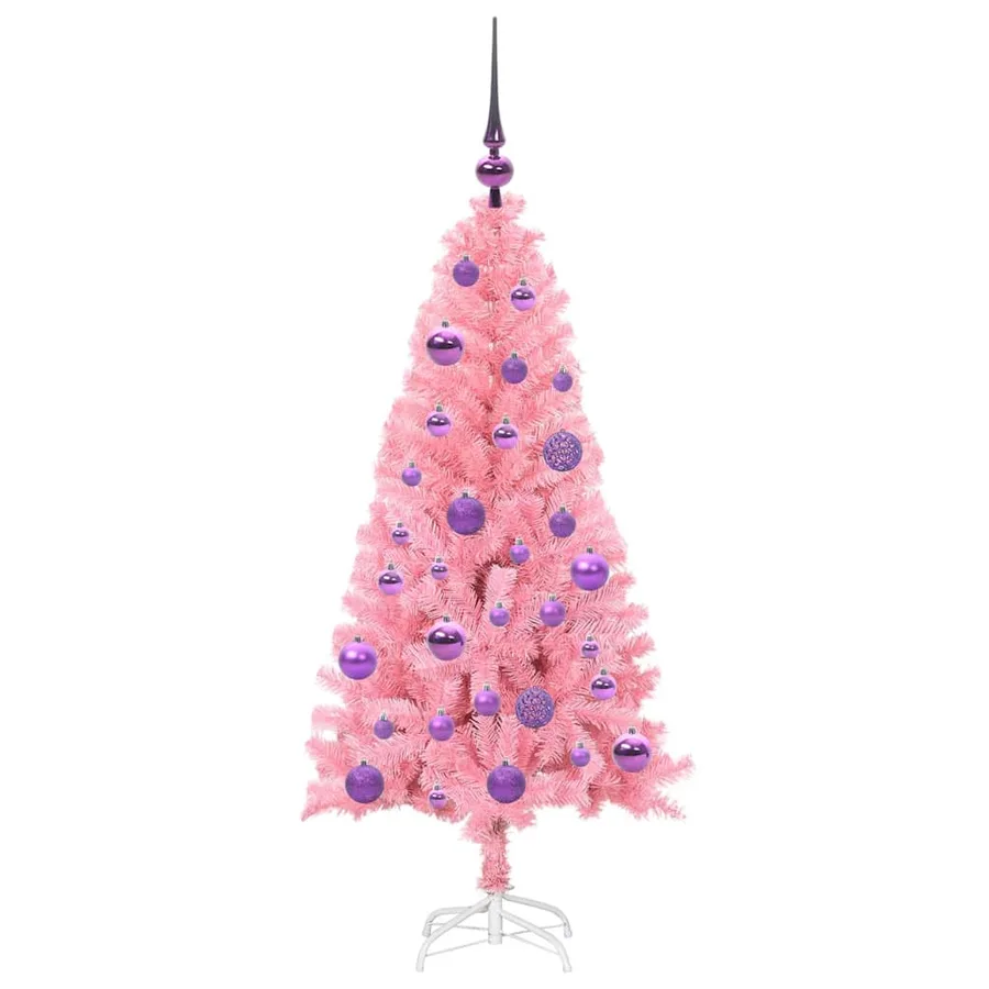 Sapin de Noël avec 150 LED avec support Rose 120 cm PVC - 4