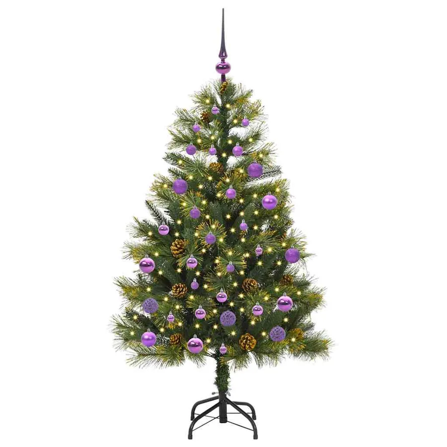 Sapin de Noël artificiel avec branches pliables et cônes 150 cm - 3