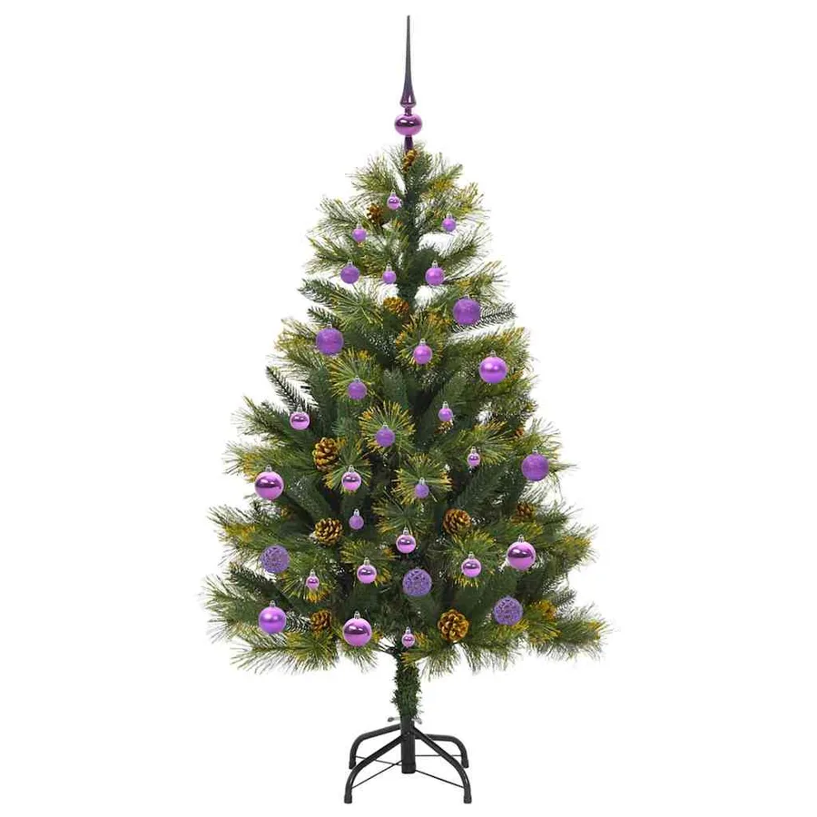 Sapin de Noël artificiel avec branches pliables et cônes 150 cm - 4