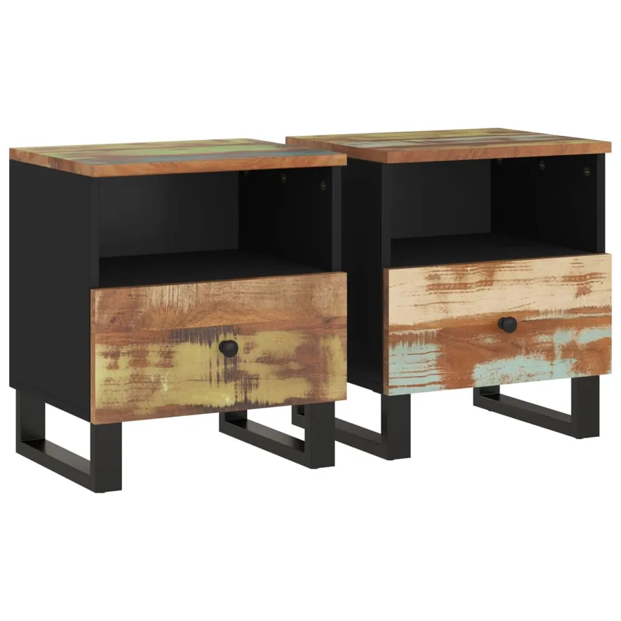 Tables de chevet 2 pcs Bois de récupération et d'ingénierie - 2
