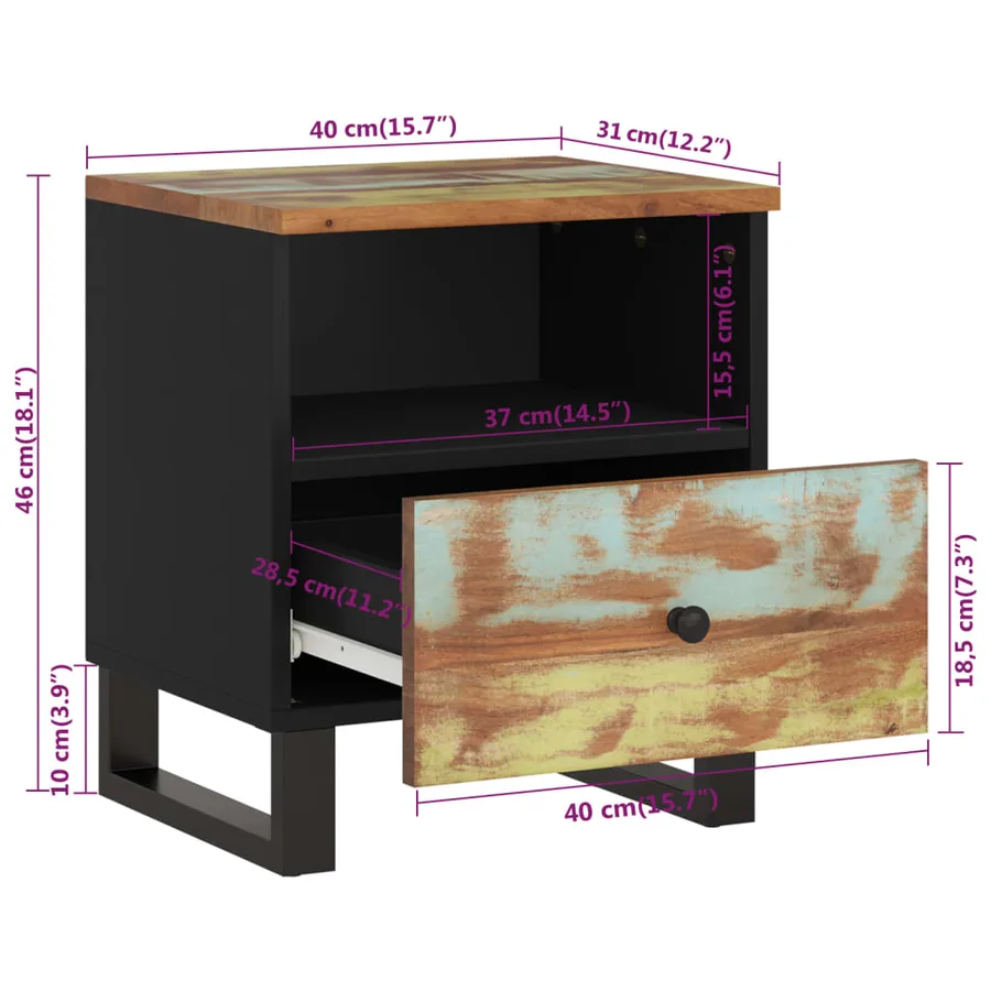 Tables de chevet 2 pcs Bois de récupération et d'ingénierie - 9