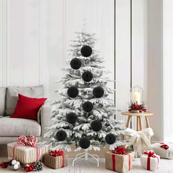 Ensemble de Boules de Noël XL 9 pcs Noir Ø 15 cm Plastique LED