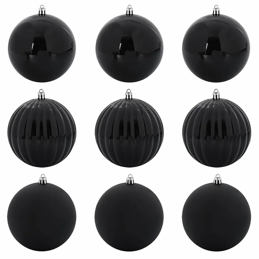 Ensemble de Boules de Noël XL 9 pcs Noir Ø 15 cm Plastique LED - 2