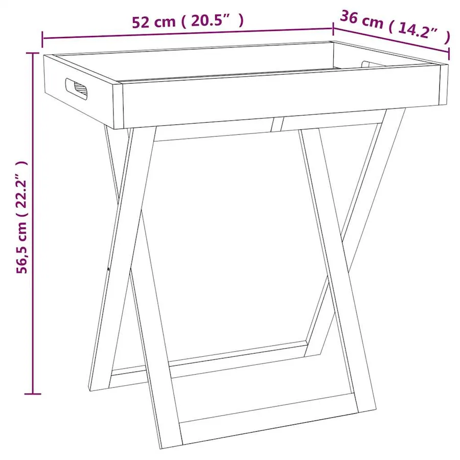 Table à plateau pliante 52x36x56,5 cm Bois massif de noyer - 6