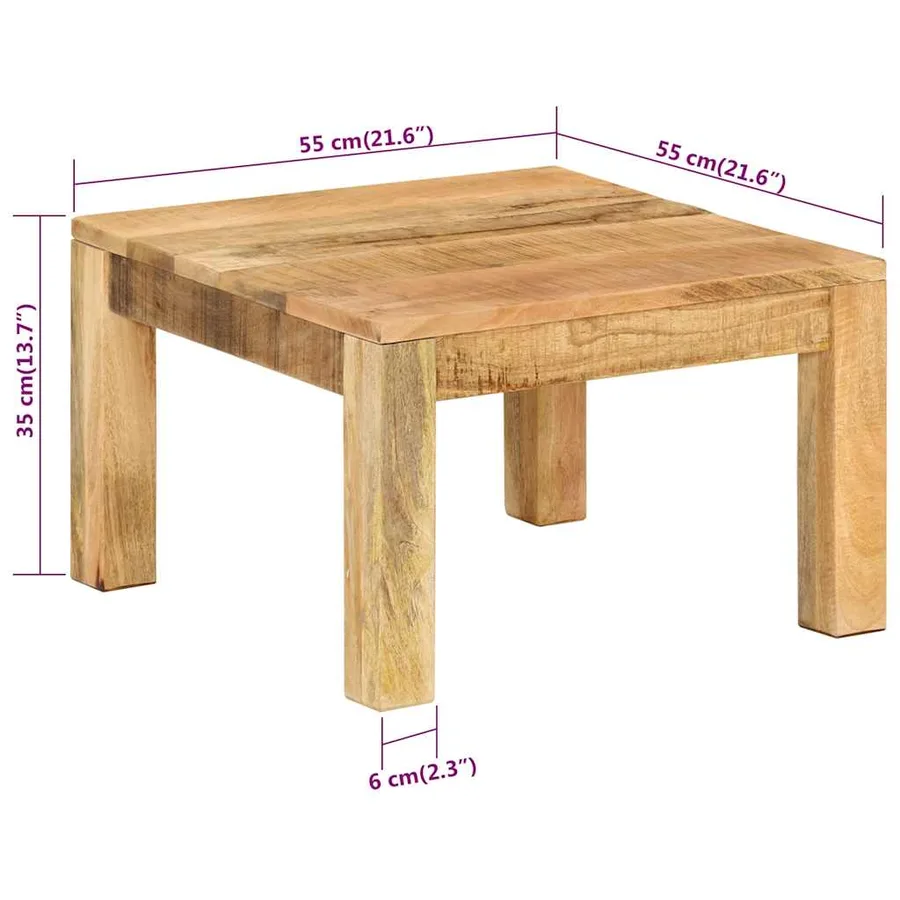 Table basse 55x55x35 cm Bois de manguier massif - 8