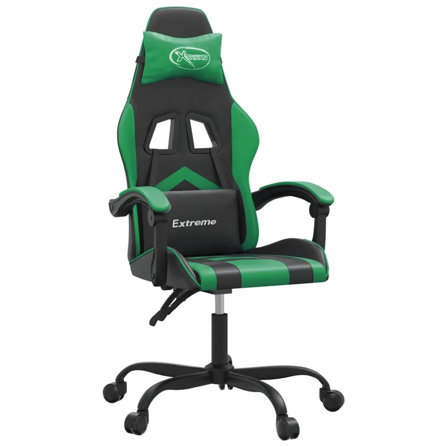 Chaise de jeu pivotante Noir et vert Similicuir - 2
