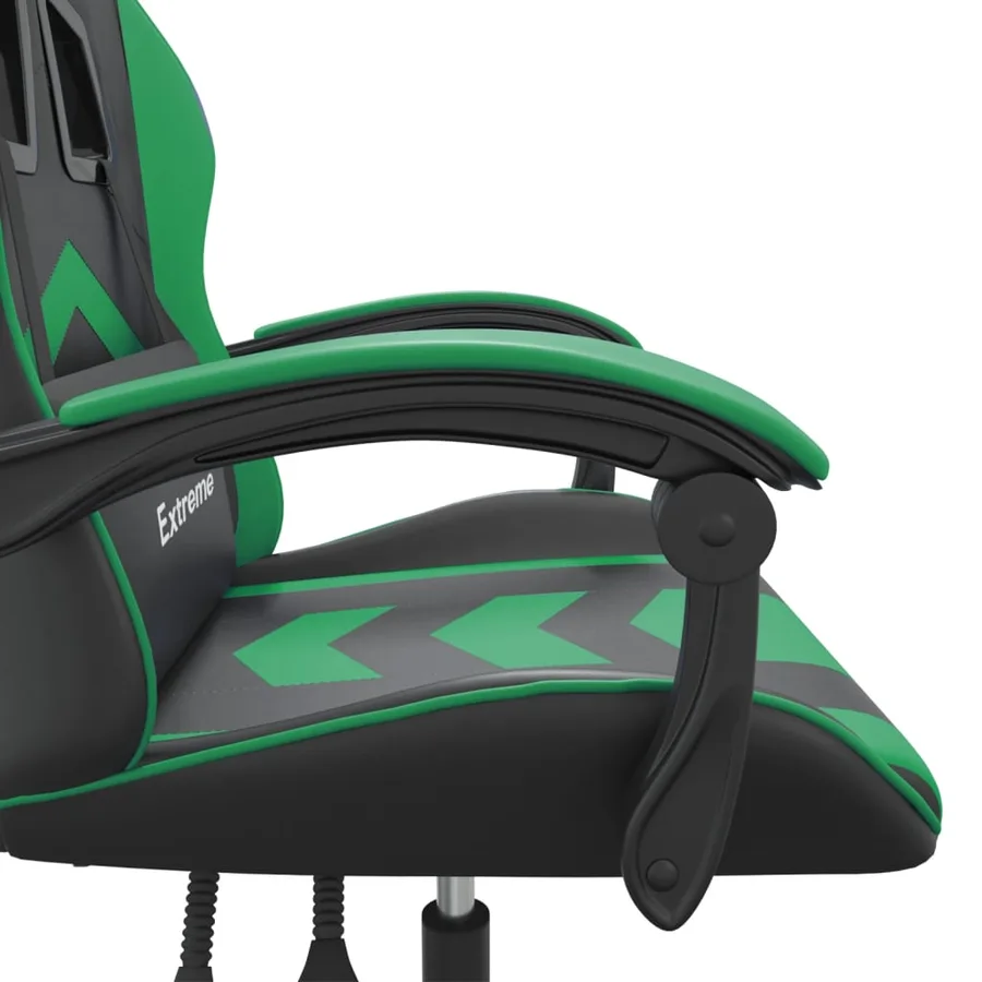 Chaise de jeu pivotante Noir et vert Similicuir - 7