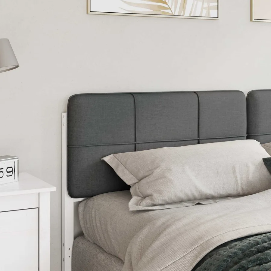 Tête de lit capitonnée Blanc et gris clair 180 cm Pin massif - 3