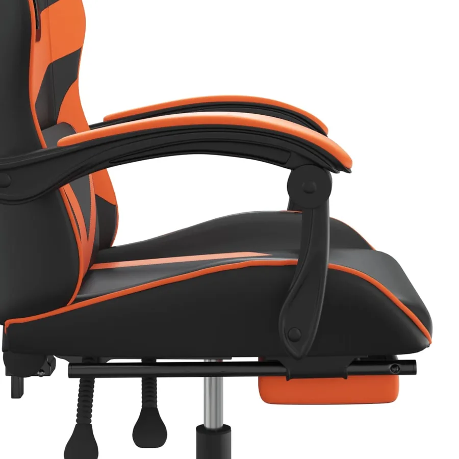 Chaise de jeu pivotante repose-pied Noir et orange Similicuir - 8