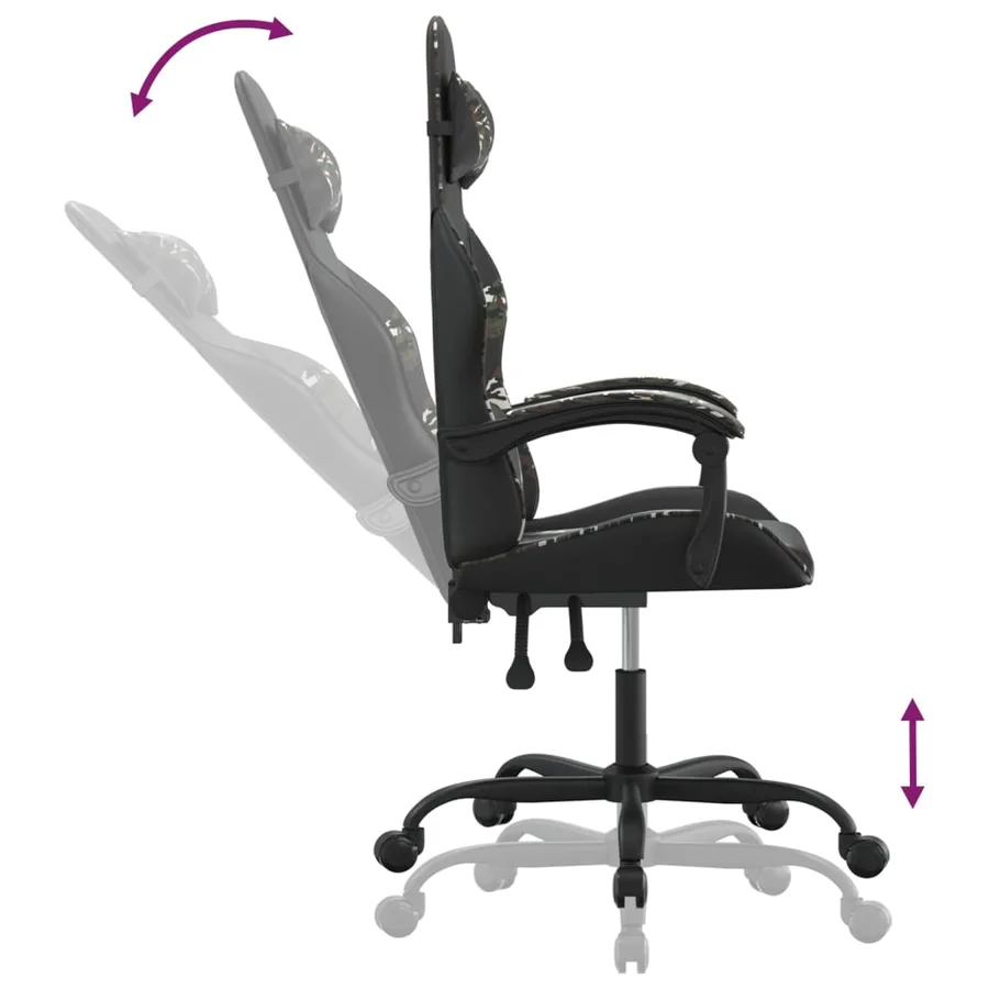 Chaise de jeu pivotante Noir et camouflage Similicuir - 10