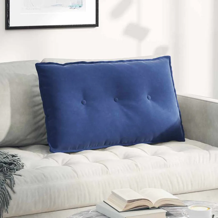 Coussin de Dos Bleu police 80 x 50 cm Tissu en velours côtelé