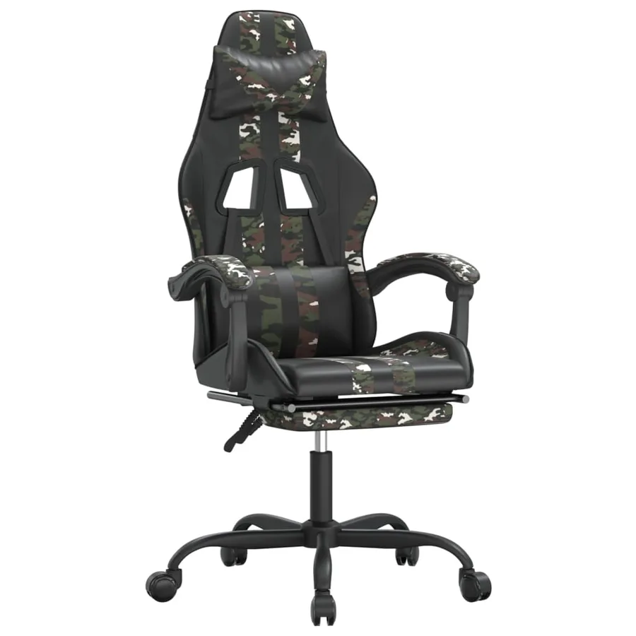 Chaise de jeu pivotante repose-pied Noir camouflage Similicuir - 2