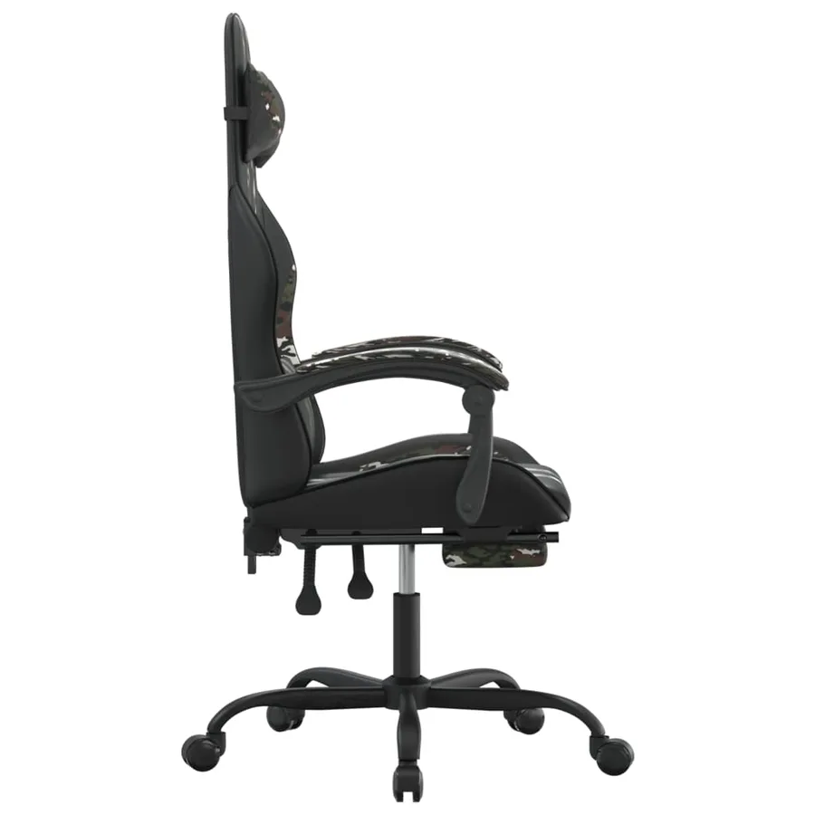 Chaise de jeu pivotante repose-pied Noir camouflage Similicuir - 4
