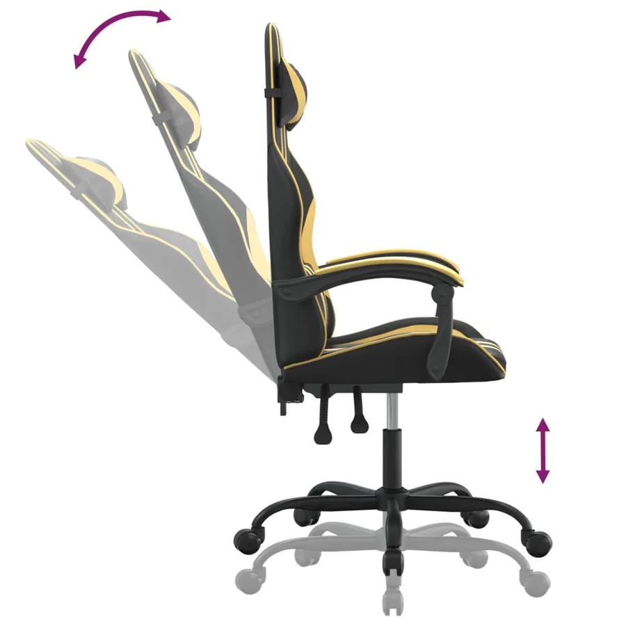 Chaise de jeu pivotante Noir et doré Similicuir - 10