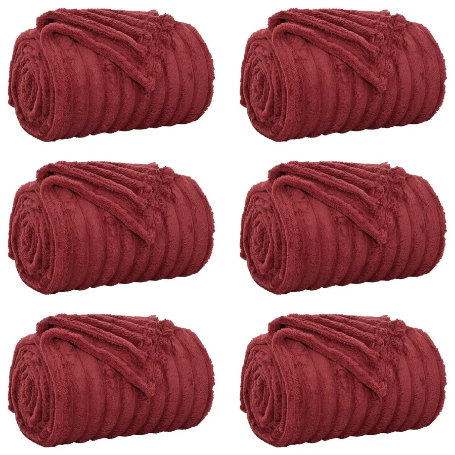 Couvertures à jeter 6 pcs Rouge Bordeaux 200 x 150 cm Toison - 2