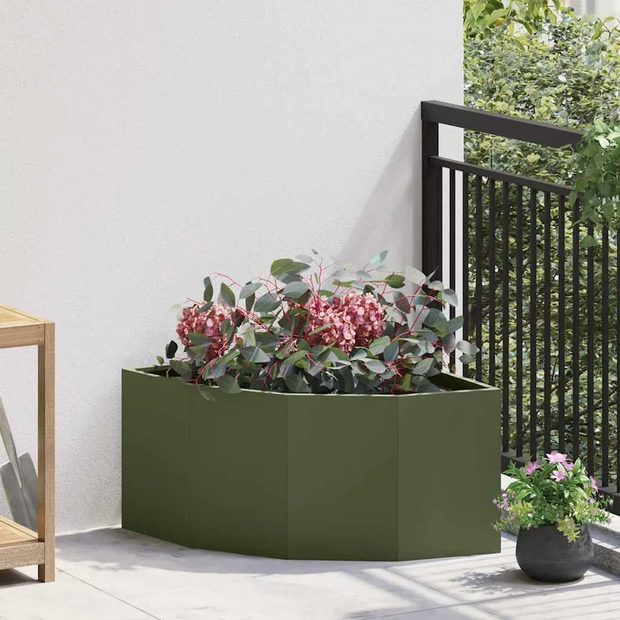 Jardinière d'Angle Vert olive 60 x 60 x 35 cm Acier