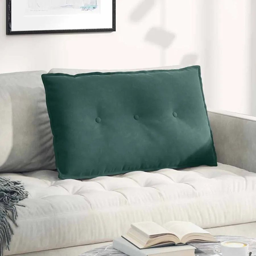 Coussin de Dos Vert foncé 80 x 50 cm Tissu en velours côtelé