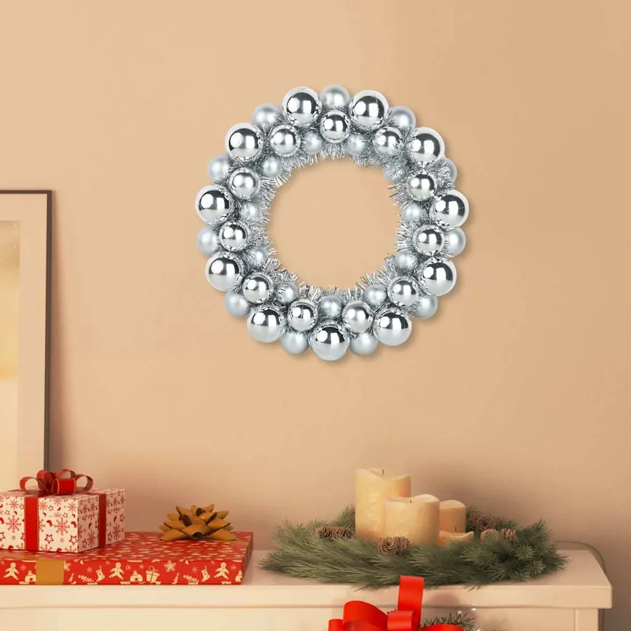 Couronnes de Boules de Noël 2 pcs Argent 33 x 33 x 7 cm