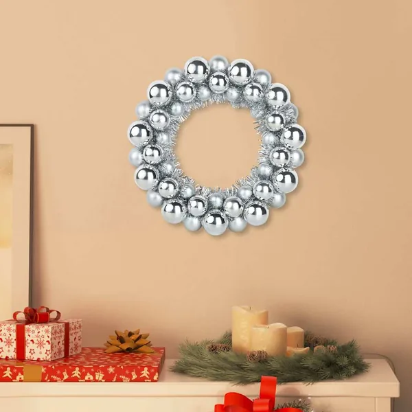 Couronnes de Boules de Noël 2 pcs Argent 33 x 33 x 7 cm