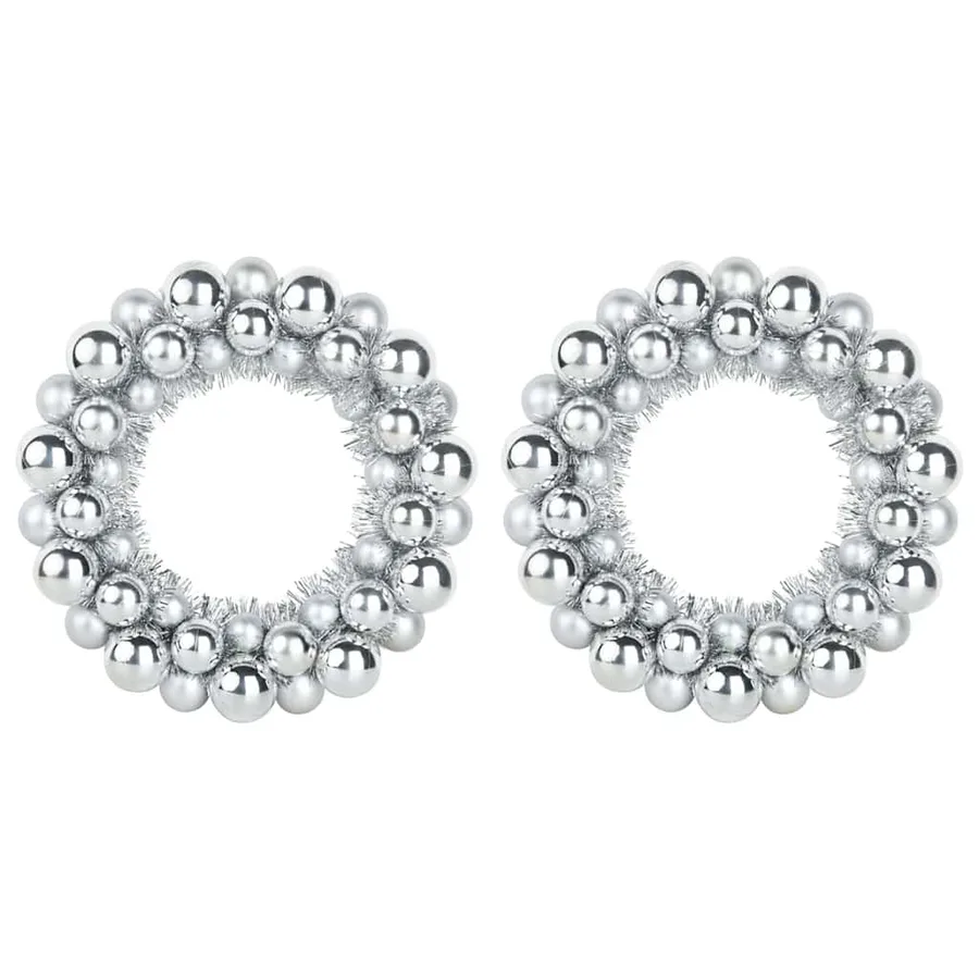 Couronnes de Boules de Noël 2 pcs Argent 33 x 33 x 7 cm - 2