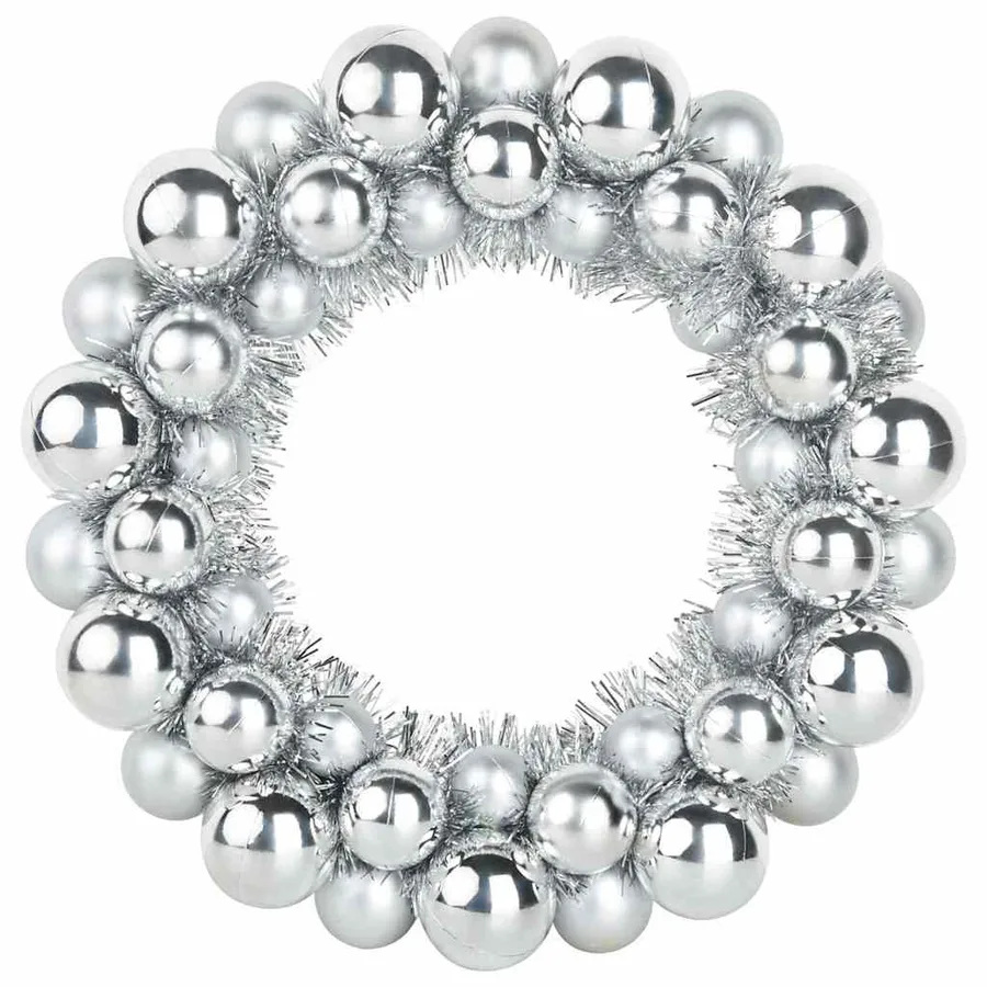 Couronnes de Boules de Noël 2 pcs Argent 33 x 33 x 7 cm - 4