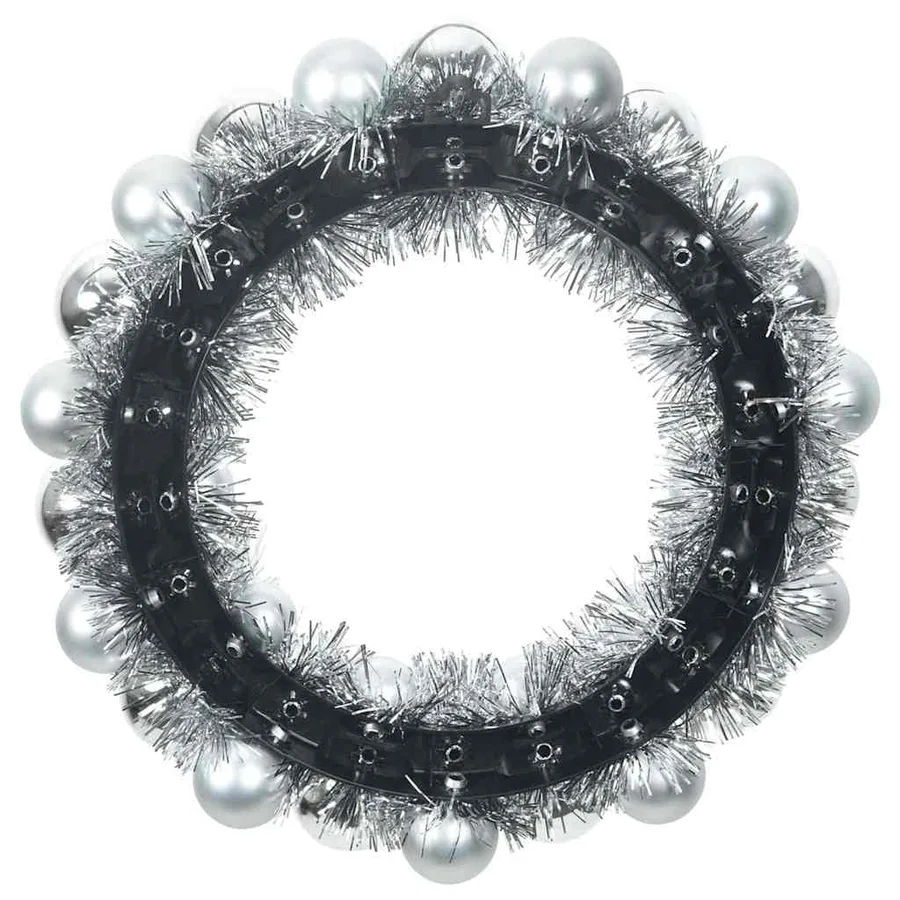 Couronnes de Boules de Noël 2 pcs Argent 33 x 33 x 7 cm - 5