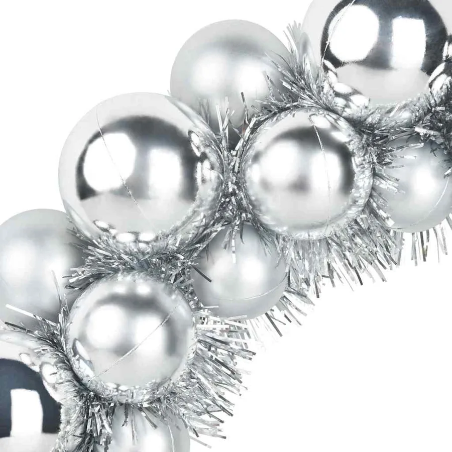 Couronnes de Boules de Noël 2 pcs Argent 33 x 33 x 7 cm - 6