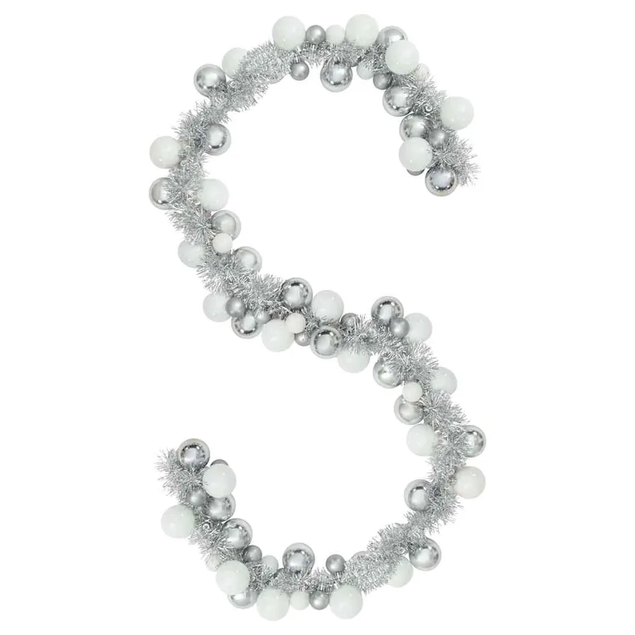 Guirlande de Boules de Noël Blanc et Argent 186 cm Polystyrène - 2