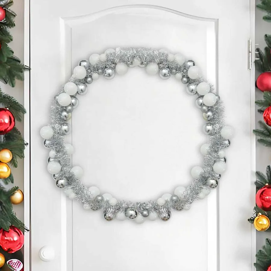 Guirlande de Boules de Noël Blanc et Argent 186 cm Polystyrène - 3