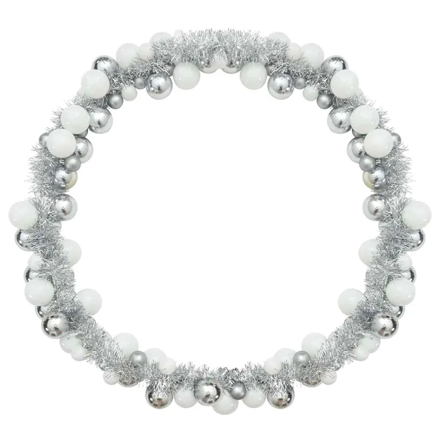 Guirlande de Boules de Noël Blanc et Argent 186 cm Polystyrène - 5