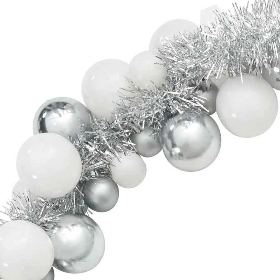 Guirlande de Boules de Noël Blanc et Argent 186 cm Polystyrène - 6