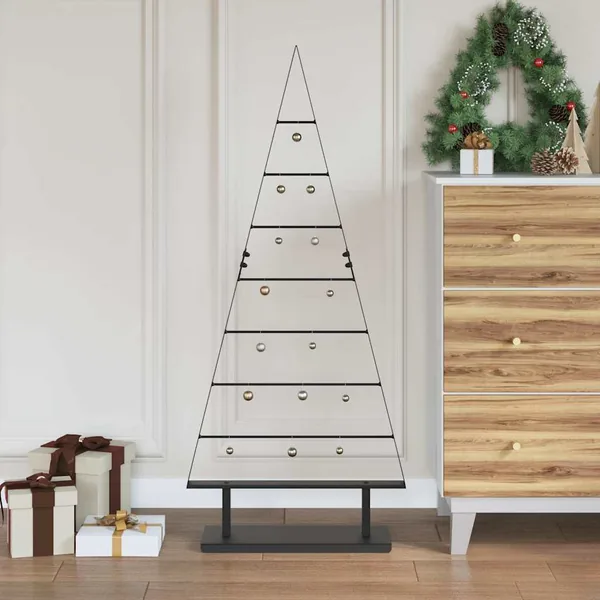 Arbre de Noël en métal avec support Noir 125,5 cm Acier
