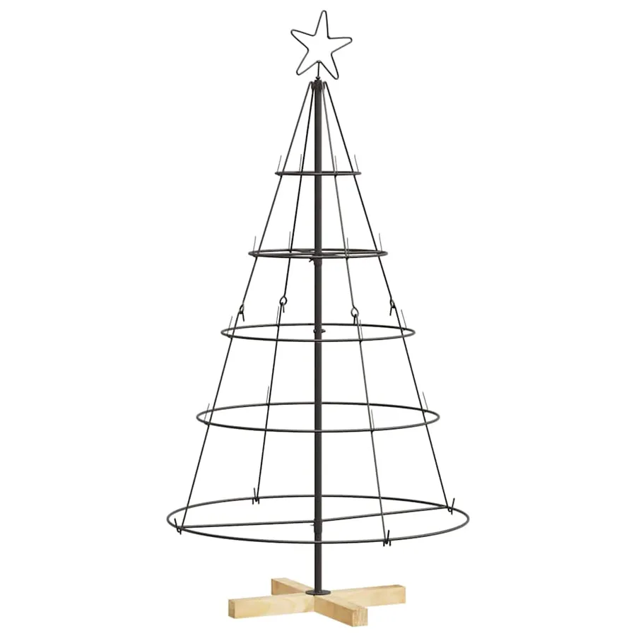 Arbre en cône de Noël avec support Noir 126 cm Acier - 2