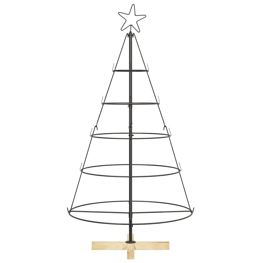 Arbre en cône de Noël avec support Noir 126 cm Acier - 5